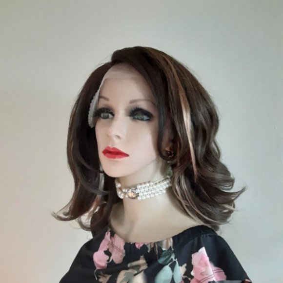 Brown wig lace front wig color 4 human hair mix main image 6